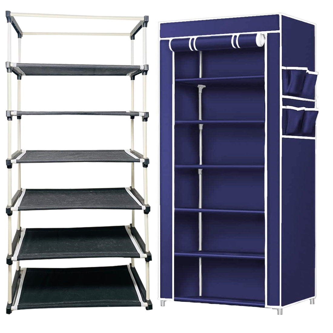 6 Layer Shoe Rack Blue