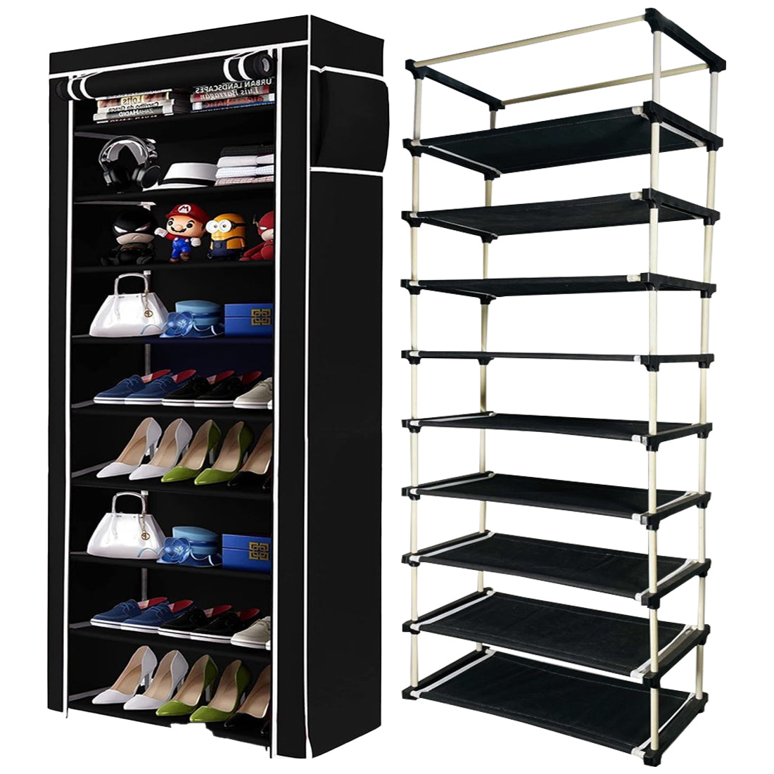 9 Layer Shoe Rack Black
