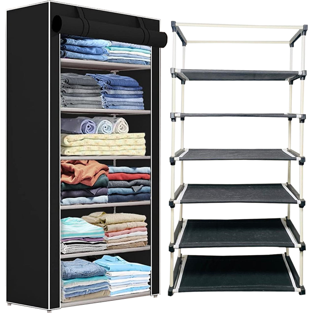 6 Layer Shoe Rack Black