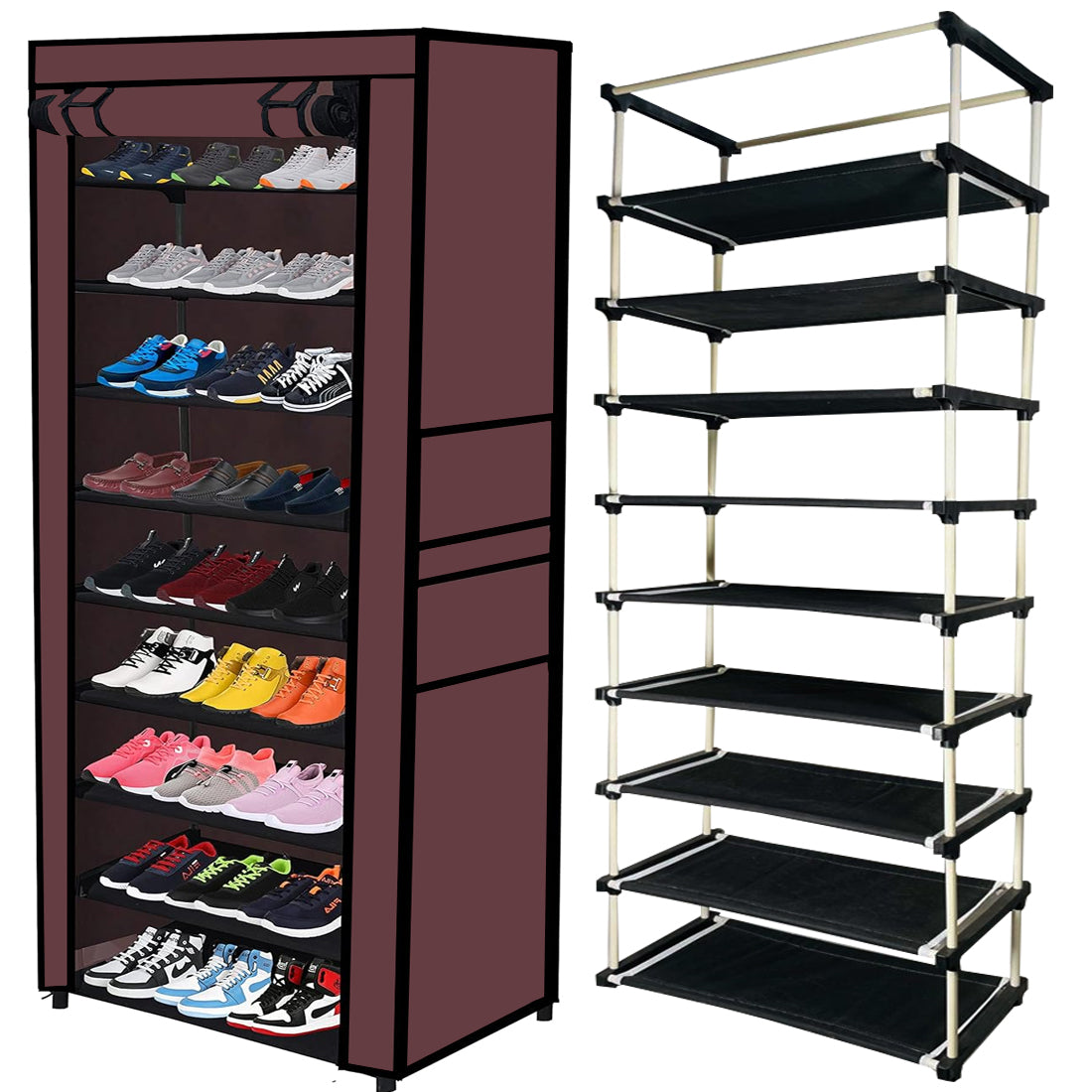 9 Layer Shoe Rack Brown