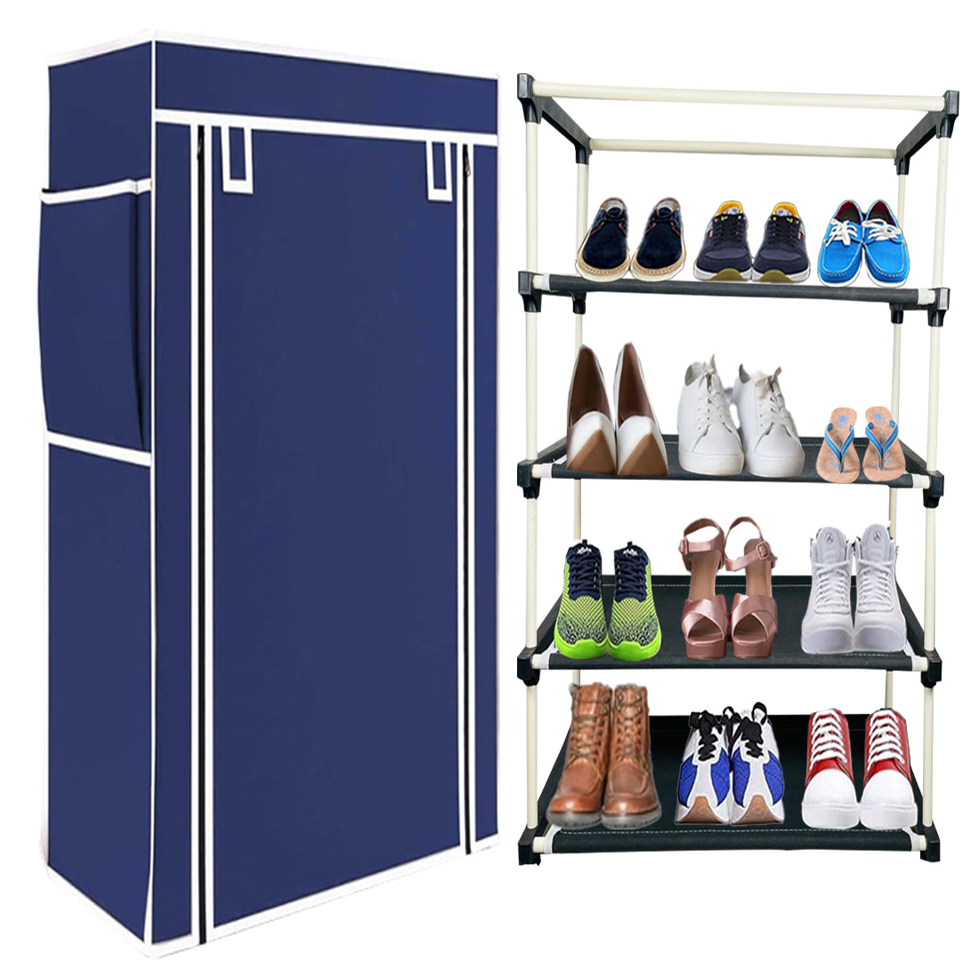 4 Layer Shoe Rack Blue