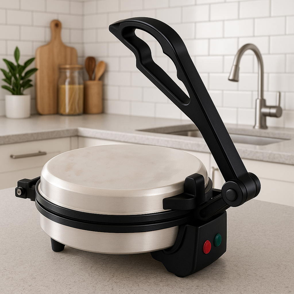 TURBOMAX Electric Roti Maker Machine with Double Indicator for Home | 900 Watt Non-Stick PTFE Coating Stainless Steel Automatic Chapati Maker Machine