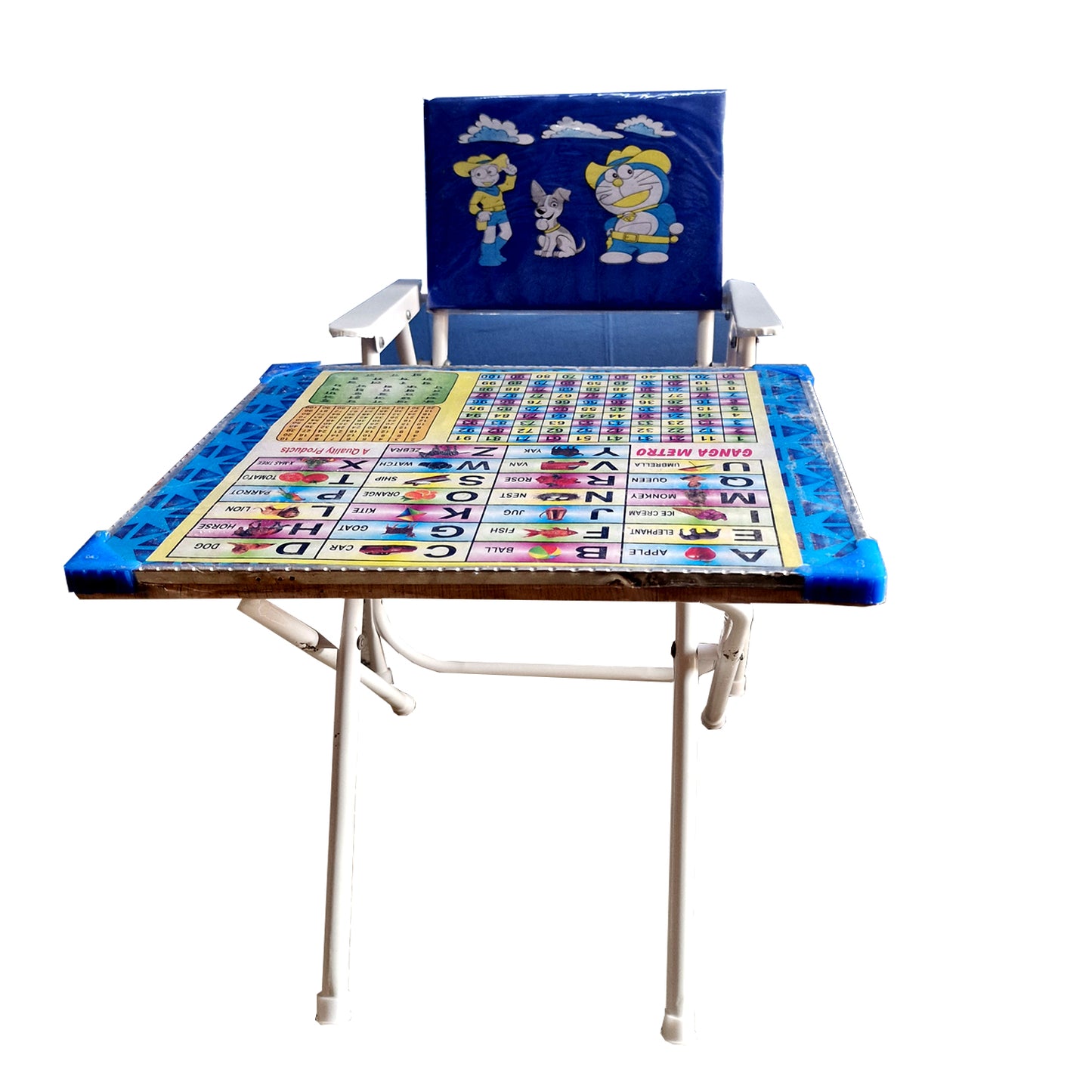 TURBOMAX Foldable Kids Study Table & Chair for 2-12 Years Students | Pre-Assembled Modern & Attractive Design Study Table for Kids (Multicolor) Blue