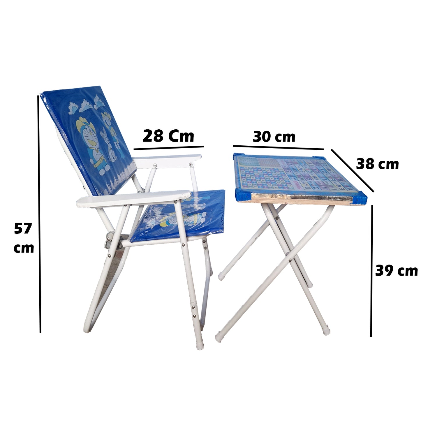 TURBOMAX Foldable Kids Study Table & Chair for 2-12 Years Students | Pre-Assembled Modern & Attractive Design Study Table for Kids (Multicolor) Blue