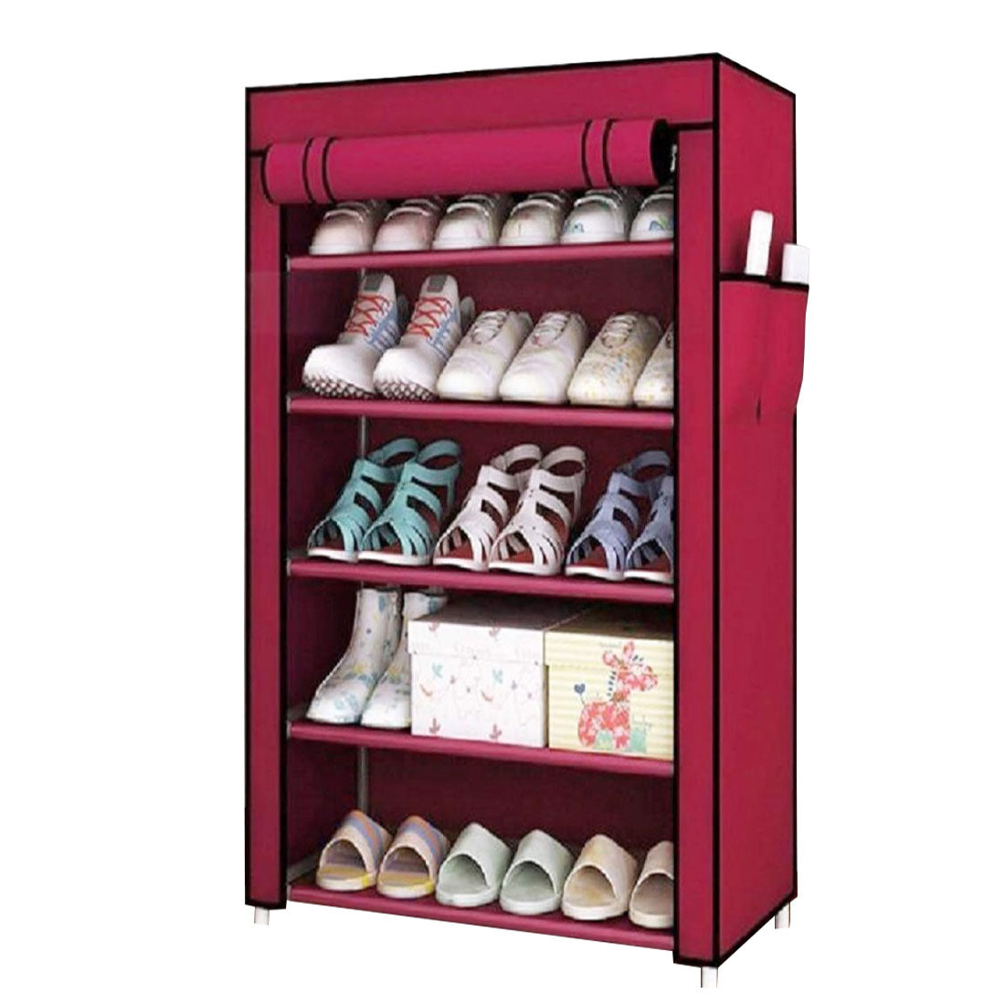 5 Layer Shoe Rack Maroon