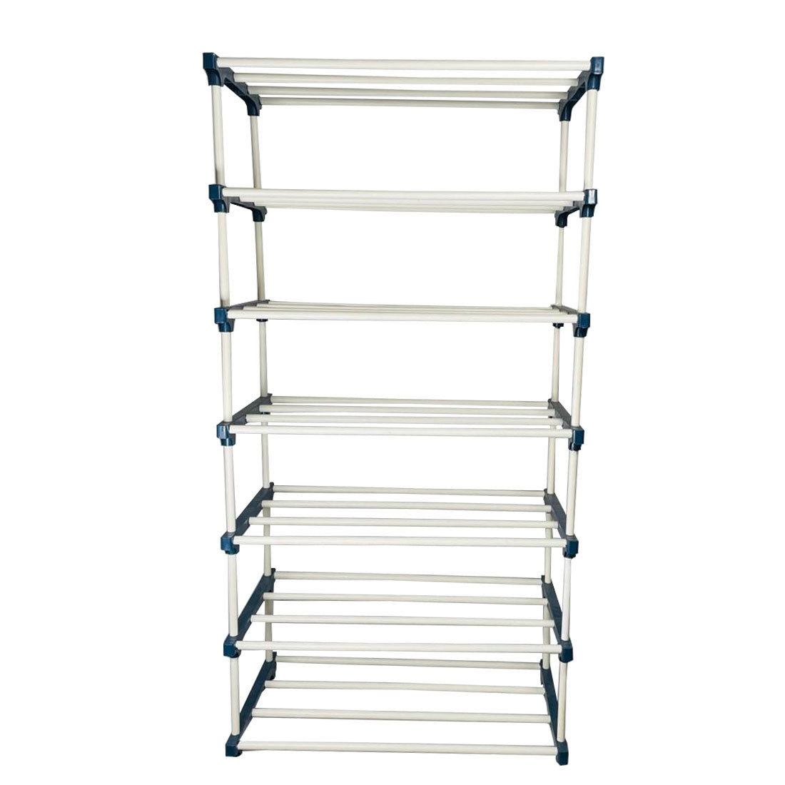 TURBOMAX TRI™ 6 Layer Book Shelf Stand for Home Multipurpose Storage Organizer Lightweight, Adjustable & Extendable Plastic Pipes with Cover (6 Layer Connector (TM), Firozi)