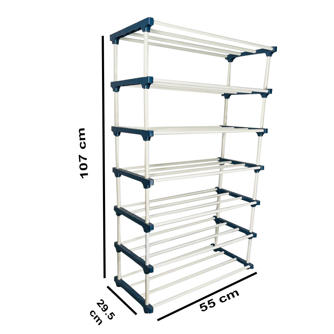 TURBOMAX TRI™ 6 Layer Book Shelf Stand for Home Multipurpose Storage Organizer Lightweight, Adjustable & Extendable Plastic Pipes with Cover (6 Layer Connector (TM), Grey)