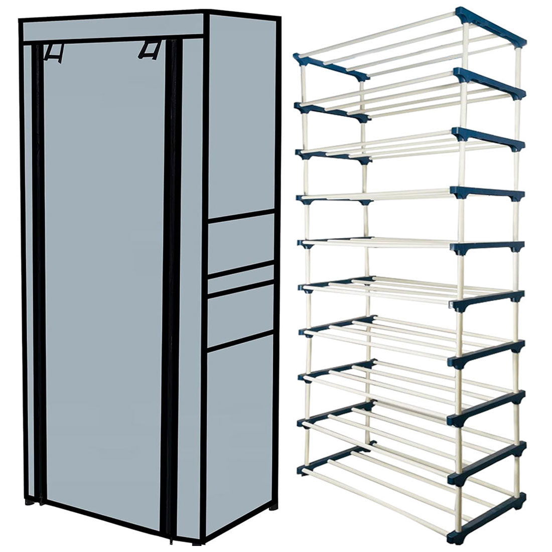 TURBOMAX 9 Tier Plastic Book Shelf Tall Narrow Storage Rack for Kids and Adults Modern Bookshelf Unit for Nursery, School, Home, and Office, Floor Mount Open (9 Layer) Grey