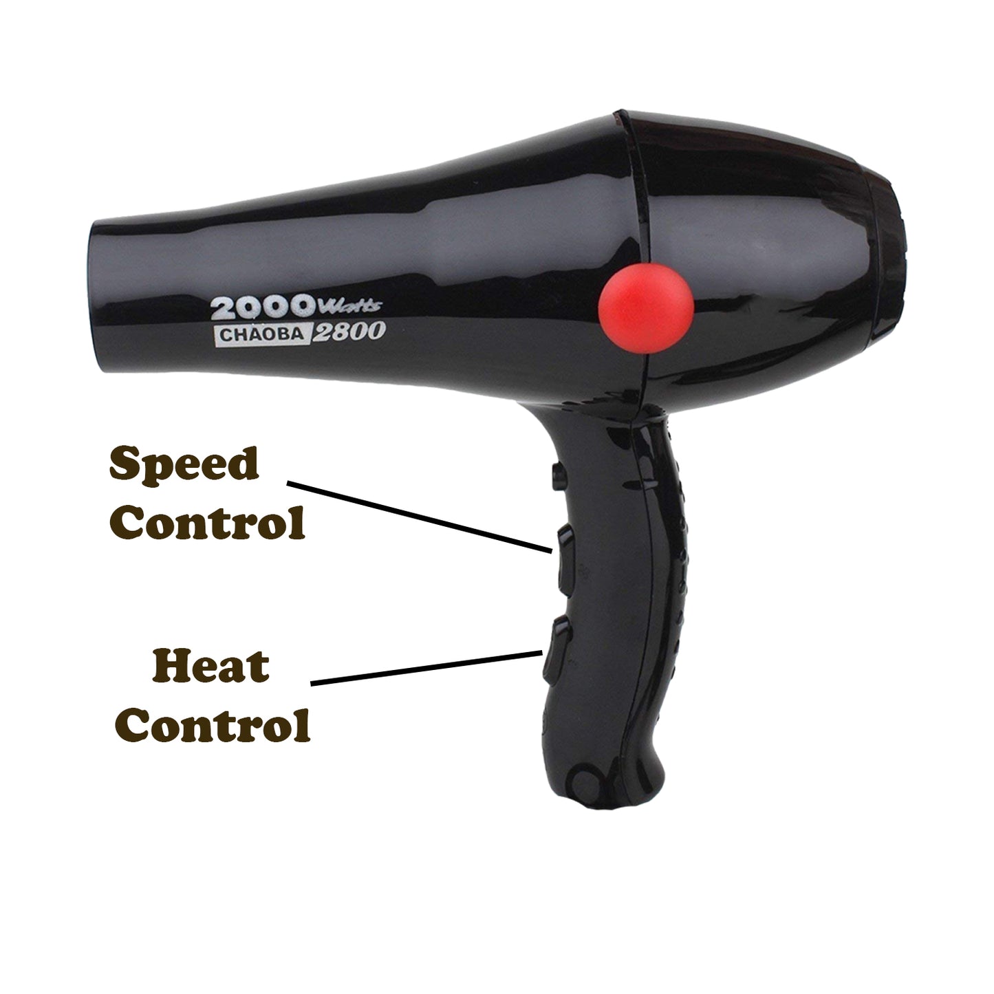 TURBOMAX TRI™ CHAOBA 2000 Watts Professional Hair Dryer (Black)