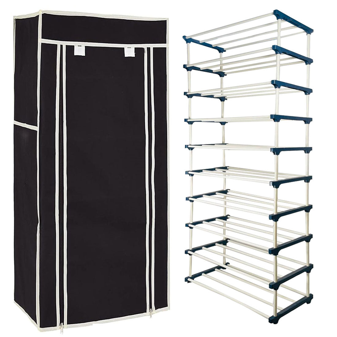 TURBOMAX 9 Tier Plastic Book Shelf Tall Narrow Storage Rack for Kids and Adults Modern Bookshelf Unit for Nursery, School, Home, and Office, Floor Mount Open (9 Layer) Black