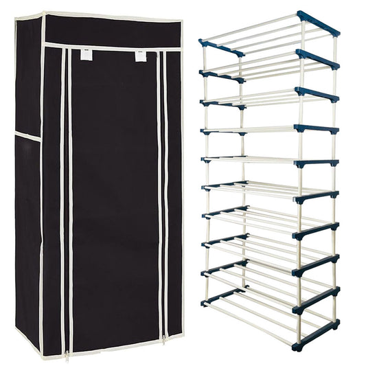 TURBOMAX 9 Tier Plastic Book Shelf Tall Narrow Storage Rack for Kids and Adults Modern Bookshelf Unit for Nursery, School, Home, and Office, Floor Mount Open (9 Layer) Black