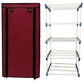TURBOMAX TRI® Folding Shoe Rack with Shelf for Bedroom, Living Room, Entryway - 4-Layer-Elbow, Maroon Plastic book Shelf with Cover