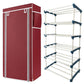 TURBOMAX 5 Layer Plastic book Shelf Stand for Home Multipurpose Storage Organizer Lightweight, Adjustable & Extendable with Cover (5 Layer Connector (TM), Maroon)